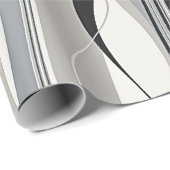 Gewelltes vertikale Streifen-Schwarz-Grau u. Weiß Geschenkpapier (Rolleneckpunkt)