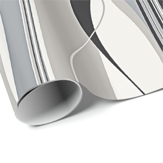 Gewelltes vertikale Streifen-Schwarz-Grau u. Weiß Geschenkpapier (Rolleneckpunkt)