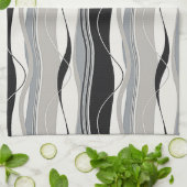 Gewelltes vertikale Streifen-Schwarz-Grau u. Weiß Handtuch (Gefaltet)