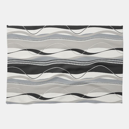 Gewelltes vertikale Streifen-Schwarz-Grau u. Weiß Handtuch (Horizontal)