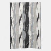 Gewelltes vertikale Streifen-Schwarz-Grau u. Weiß Handtuch (Vertikal)