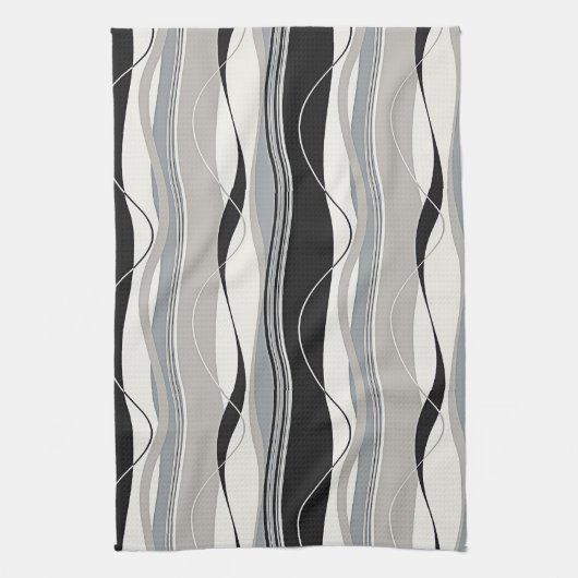 Gewelltes vertikale Streifen-Schwarz-Grau u. Weiß Handtuch (Vertikal)