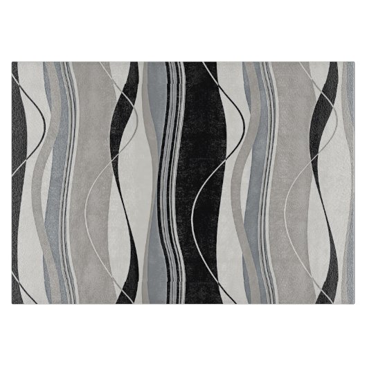 Gewelltes vertikale Streifen-Schwarz-Grau u. Weiß Schneidebrett (Vorderseite)