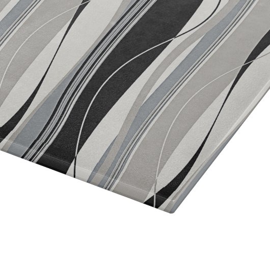 Gewelltes vertikale Streifen-Schwarz-Grau u. Weiß Schneidebrett (Ecke)
