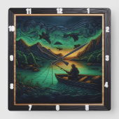 Gewendeter Outdoorsman Quadratische Wanduhr (Vorderseite)