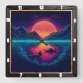 Gewendetes Leder Quadratische Wanduhr (Vorderseite)