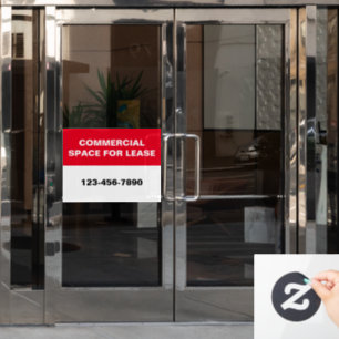 Gewerbefläche zu vermieten Telefonnummer Rot Weiß Fensteraufkleber
