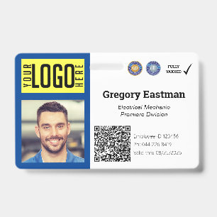 Gewerbefoto-ID-QR-Code Blaues Abzeichen Ausweis
