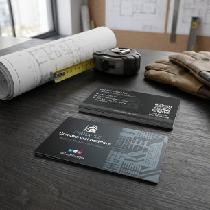 Gewerbliche Bauunternehmer Dunkler Minimalist Visitenkarte