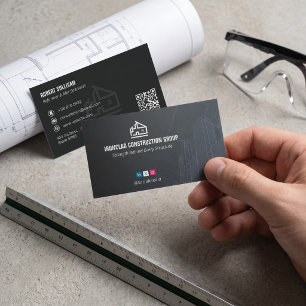 Gewerbliche Bauunternehmer   Dunkler Minimalist Visitenkarte