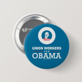 Gewerkschaft Arbeitnehmer für Obama Button (Vorne & Hinten)