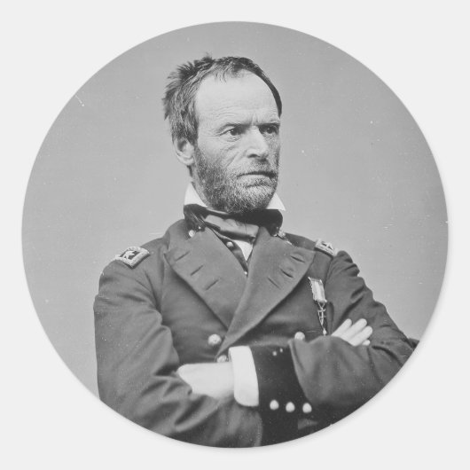 Gewerkschaft Army General William Tecumseh Sherman Runder Aufkleber (Vorderseite)