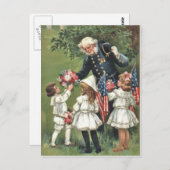 GEWERKSCHAFT der US-Flagge Veteran Bouquet Blume Postkarte (Vorne/Hinten)