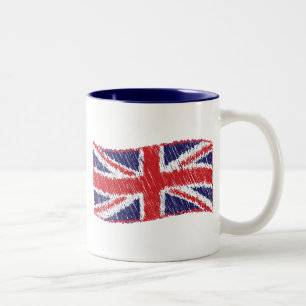 Gewerkschaft-Flag mit Scribbled Zweifarbige Tasse