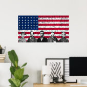 Gewerkschaft Helden und die amerikanische Flagge Poster (Heimbüro)
