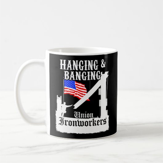 Gewerkschaft Ironworker, die die amerikanische Fla Kaffeetasse (Links)