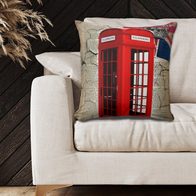Gewerkschaft Jack Flaggenjubiläum Kronensprechkabi Kissen (union jack flag jubilee crown red telephone booth throw pillow)