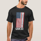 Gewerkschaft Mitglied Amerikanische Flagge Longsho T-Shirt (Vorderseite)