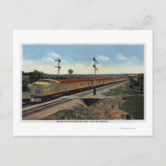Gewerkschaft Pacific Streamliner "Stadt Denver" Postkarte (Vorderseite)