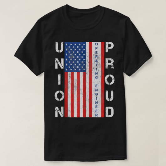 Gewerkschaft Proud American Flag Operating Enginee T-Shirt (Design vorne)