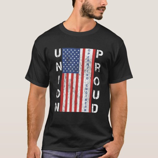 Gewerkschaft Proud American Flag Operating Enginee T-Shirt (Vorderseite)