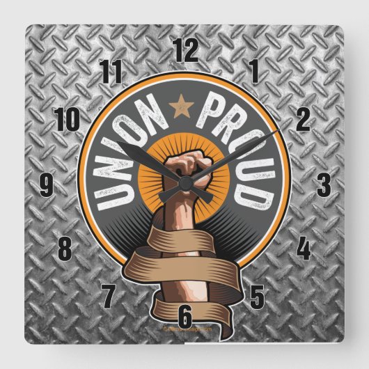 Gewerkschaft Proud Quadratische Wanduhr (Vorderseite)