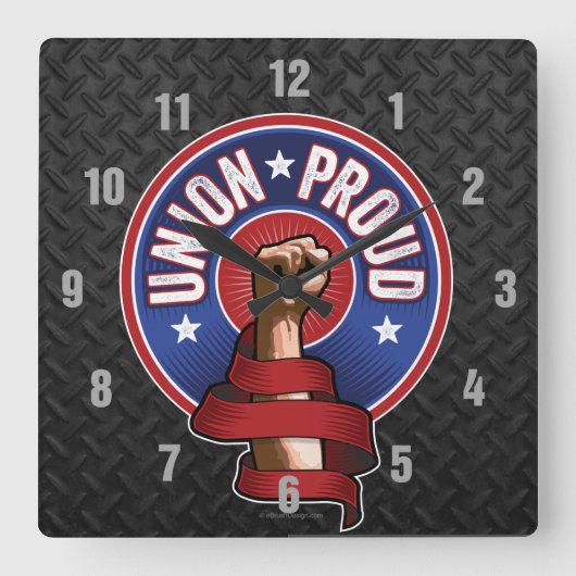 Gewerkschaft Proud Square Wall Clock Quadratische Wanduhr (Vorderseite)