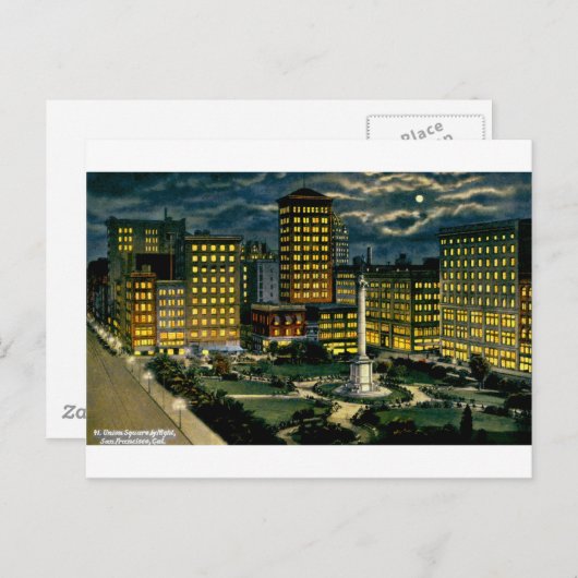 Gewerkschaft Square by Night, San Francisco, Cal. Postkarte (Vorne/Hinten)