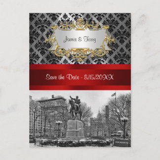 Gewerkschaft Square NYC Black Damask 211 Save the Ankündigungspostkarte