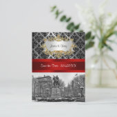 Gewerkschaft Square NYC Black Damask 211 Save the Ankündigungspostkarte (Stehend Vorderseite)