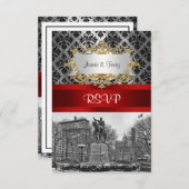 Gewerkschaft Square NYC Black Damask 211 UAWG 2 RSVP Karte (Vorne/Hinten)
