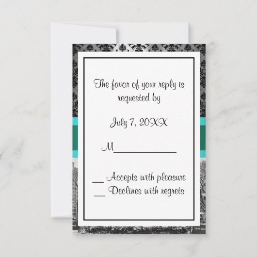 Gewerkschaft Square NYC Black Damask 212 UAWG 1 RSVP Karte (Rückseite)