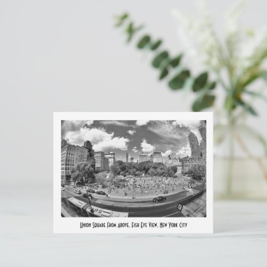 Gewerkschaft Square NYC von oben, B&W, Fischaugens Postkarte (Stehend Vorderseite)