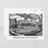 Gewerkschaft Square NYC von oben, B&W, Fischaugens Postkarte (Vorne/Hinten)