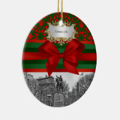 Gewerkschaft Square Park Winter NYC Xmas Damask #2 Keramik Ornament (Rechts)