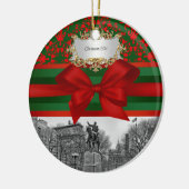 Gewerkschaft Square Park Winter NYC Xmas Damask #2 Keramik Ornament (Links)