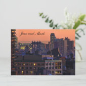 Gewerkschaft Square view Manhattan Bridge, Pink Sk Einladung (Stehend Vorderseite)