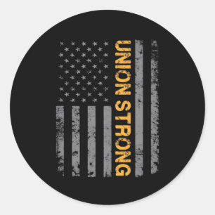 Gewerkschaft stark mit amerikanischer Flaggenklass Runder Aufkleber