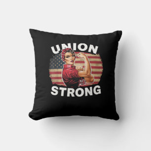 Gewerkschaft Strong - Labour Day Messy Bun USA Fla Kissen