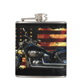 Gewerkschaft, US Flagge, Motorrad, Flachmann (Vorderseite)