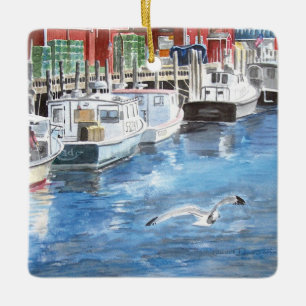 Gewerkschaft Wharf Portland, Maine Watercolor Keramikornament