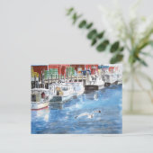 Gewerkschaft Wharf Portland, Maine Watercolor Postkarte (Stehend Vorderseite)