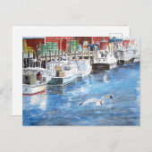 Gewerkschaft Wharf Portland, Maine Watercolor Postkarte (Vorne/Hinten)