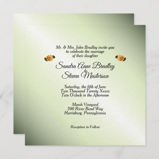 Gewerkschaft Yellow Rose Green Scheme für Recht un Einladung (Vorne/Hinten)