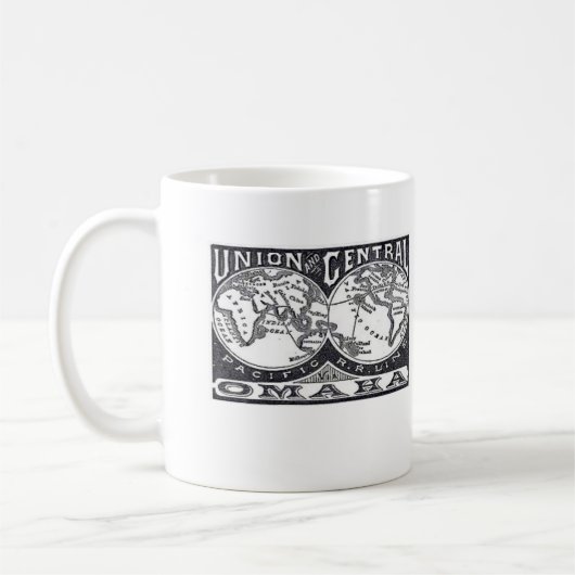 Gewerkschaft Zentralpazifik Vintage Eisenbahn Logo Kaffeetasse (Links)