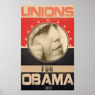Gewerkschaften für Obama 2012 Grunge Poster