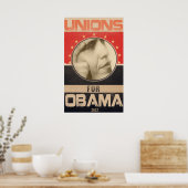 Gewerkschaften für Obama 2012 Grunge Poster (Küche)