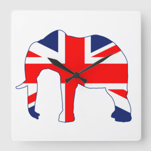 Gewerkschafts-Jack-britische Elefant-Uhr Quadratische Wanduhr