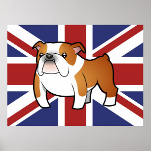 Gewerkschafts-Jack-Cartoon-Englisch-Bulldogge Poster