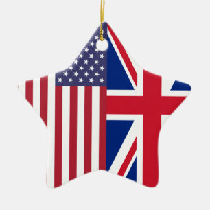 Gewerkschafts-Jack und USA-Flaggen Keramikornament